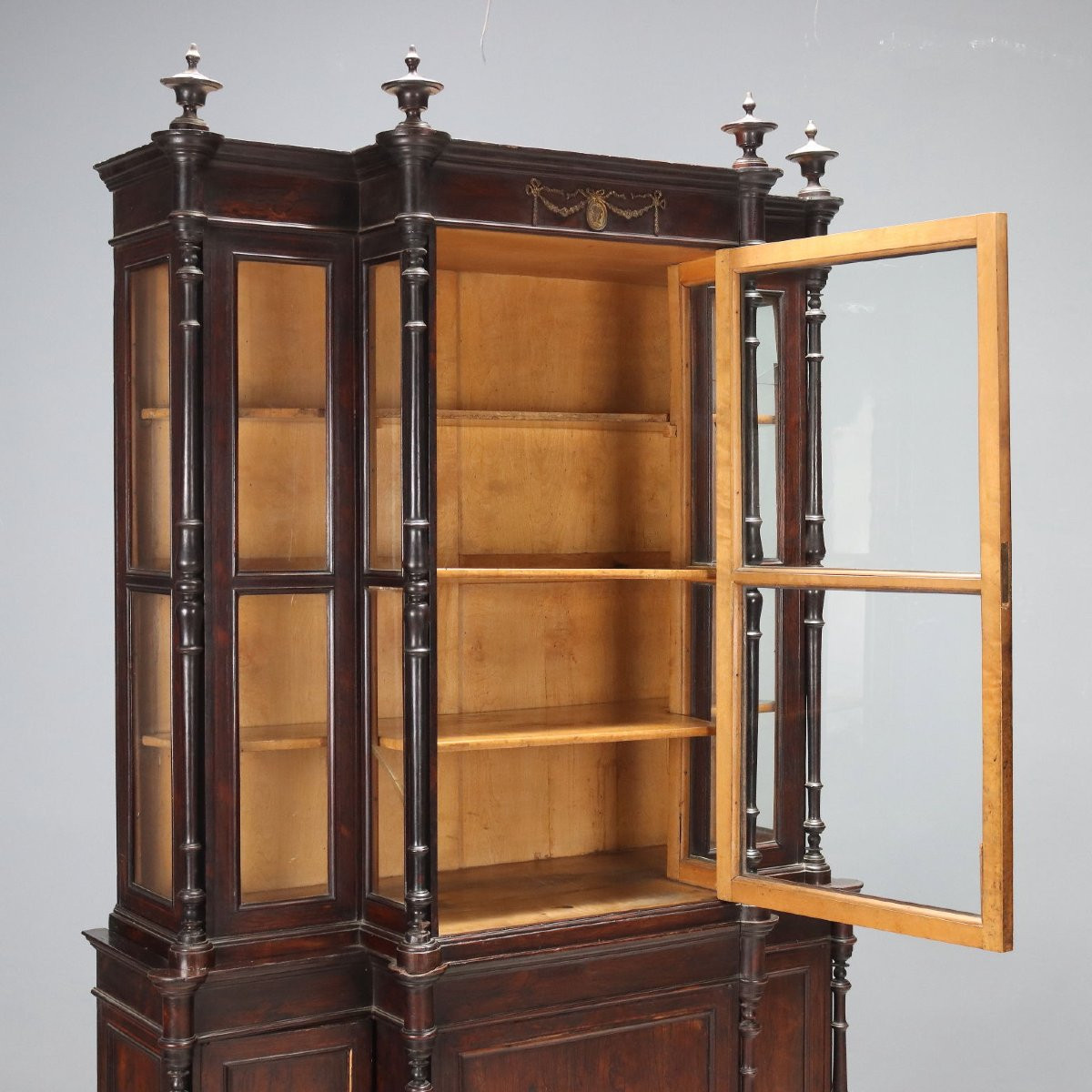 Rosewood Bookcase With Bois De Rose Inlays, Italy, Mid-19th Century-photo-3