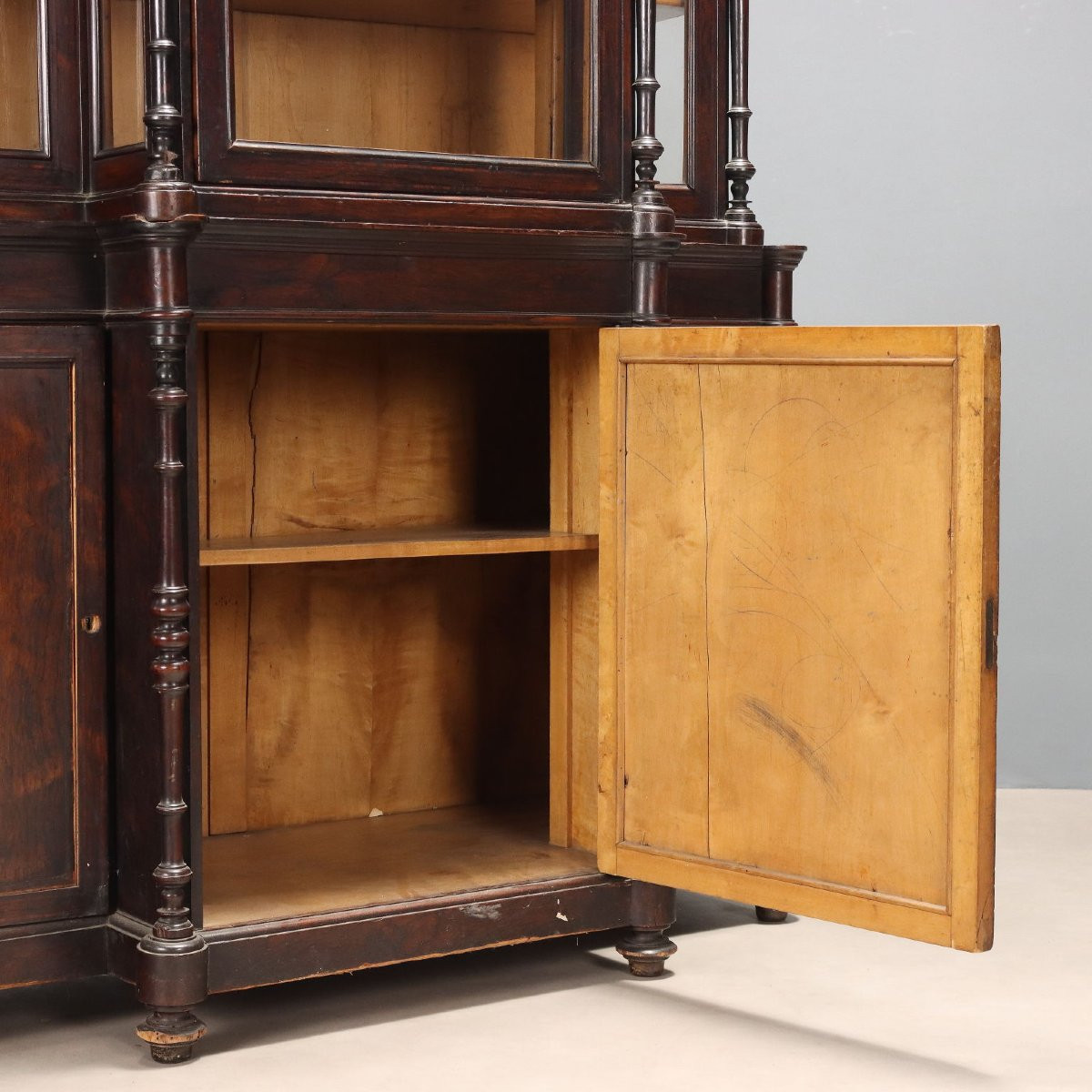 Rosewood Bookcase With Bois De Rose Inlays, Italy, Mid-19th Century-photo-5
