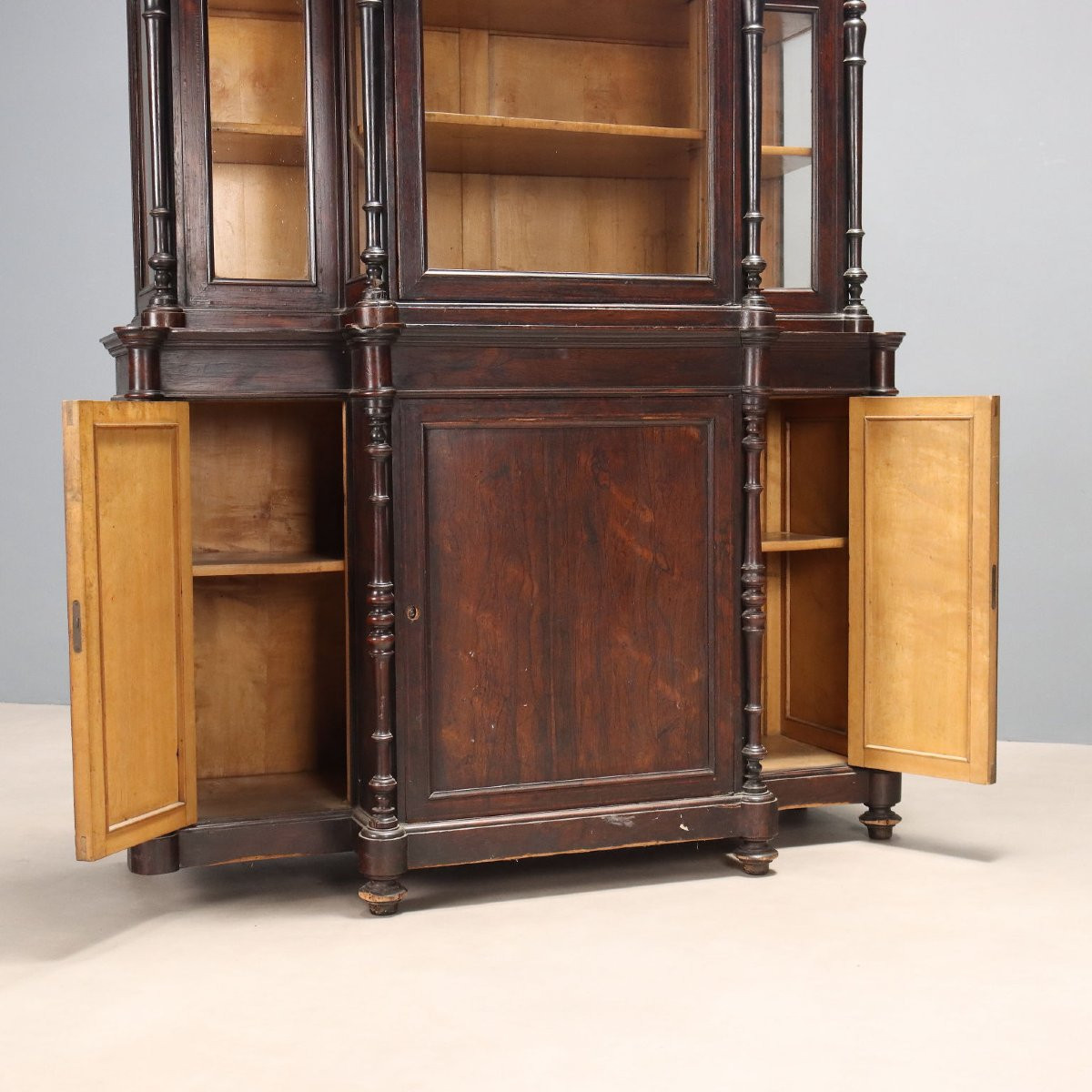 Rosewood Bookcase With Bois De Rose Inlays, Italy, Mid-19th Century-photo-6