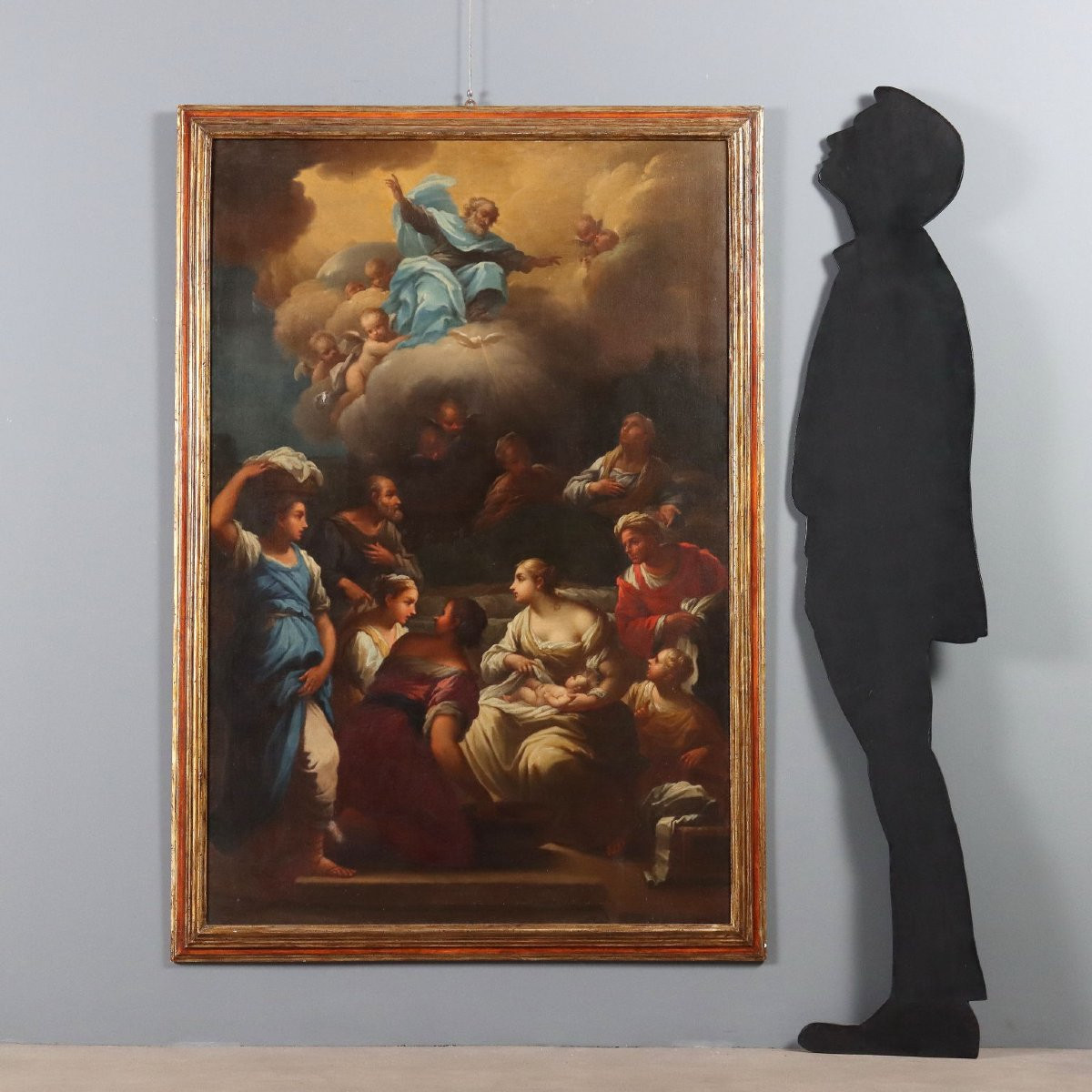 Tableau Ancien La Naissance de la Vierge Marie Huile sur Toile '700-photo-2