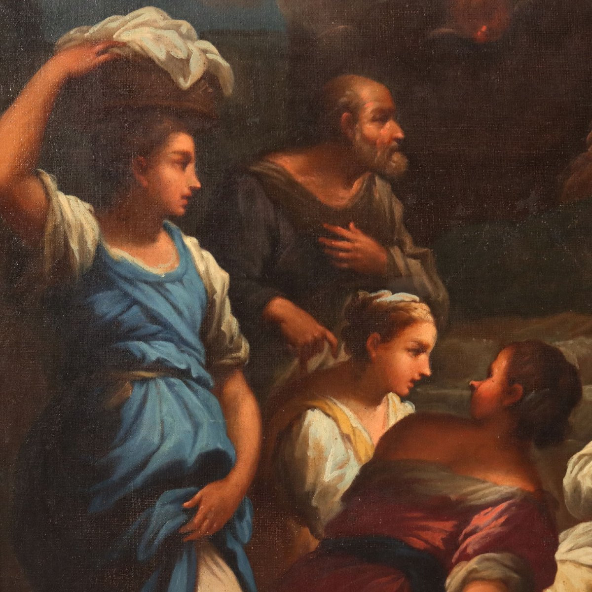 Tableau Ancien La Naissance de la Vierge Marie Huile sur Toile '700-photo-2