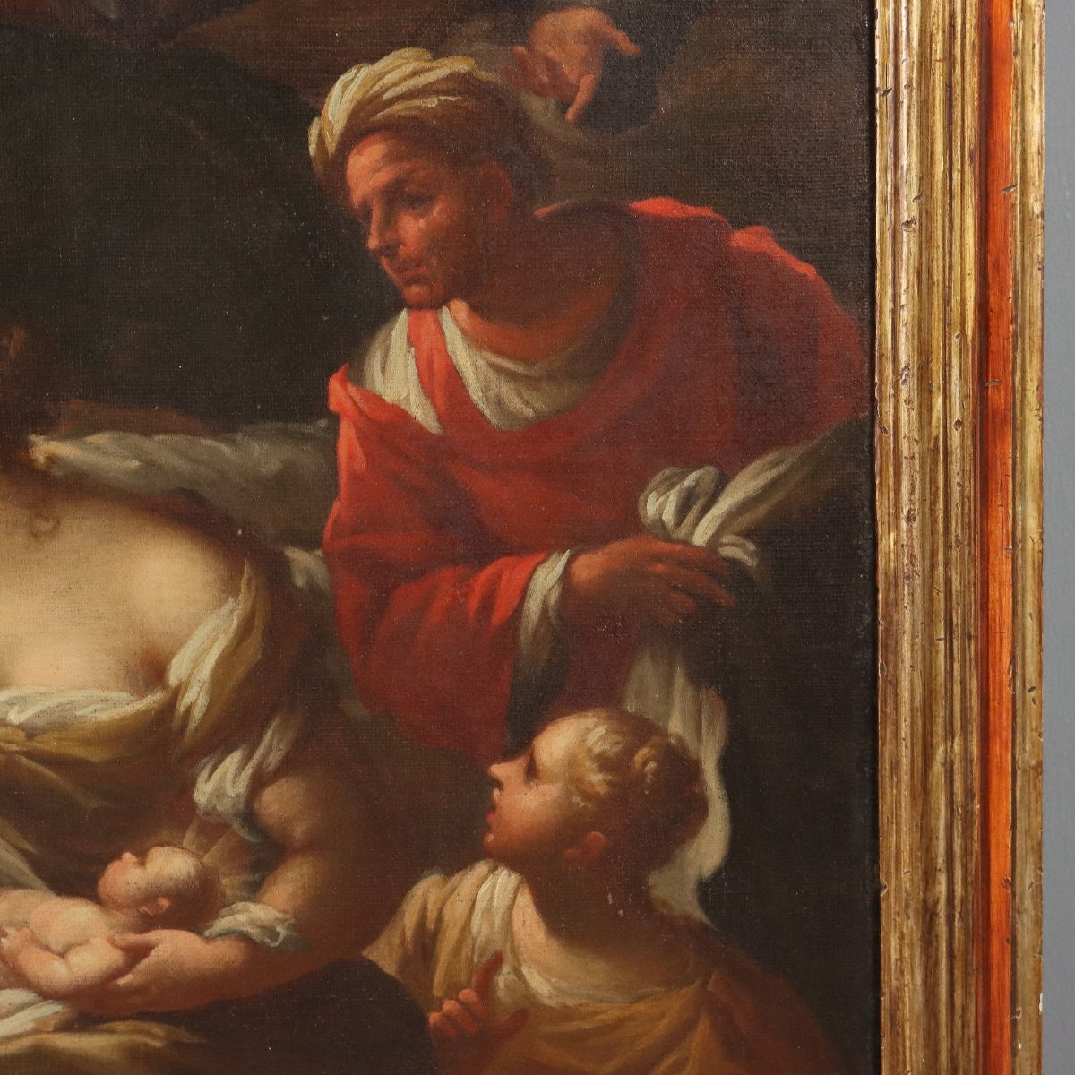 Tableau Ancien La Naissance de la Vierge Marie Huile sur Toile '700-photo-3