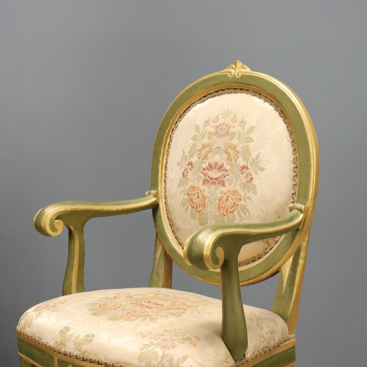 Set Of Ten Lacquered And Gilded Baroque Armchairs, 18th-century Italy-photo-1