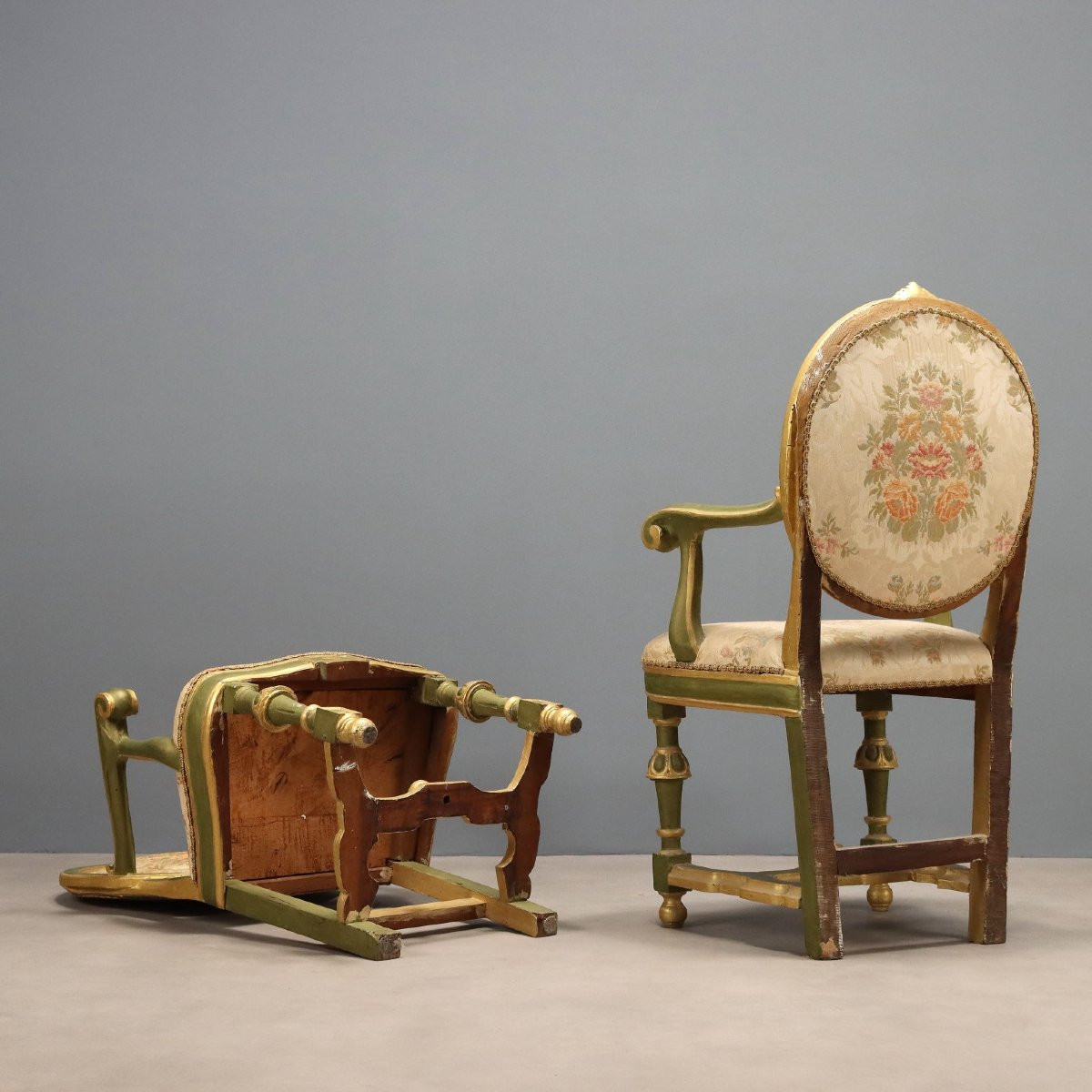 Set Of Ten Lacquered And Gilded Baroque Armchairs, 18th-century Italy-photo-8