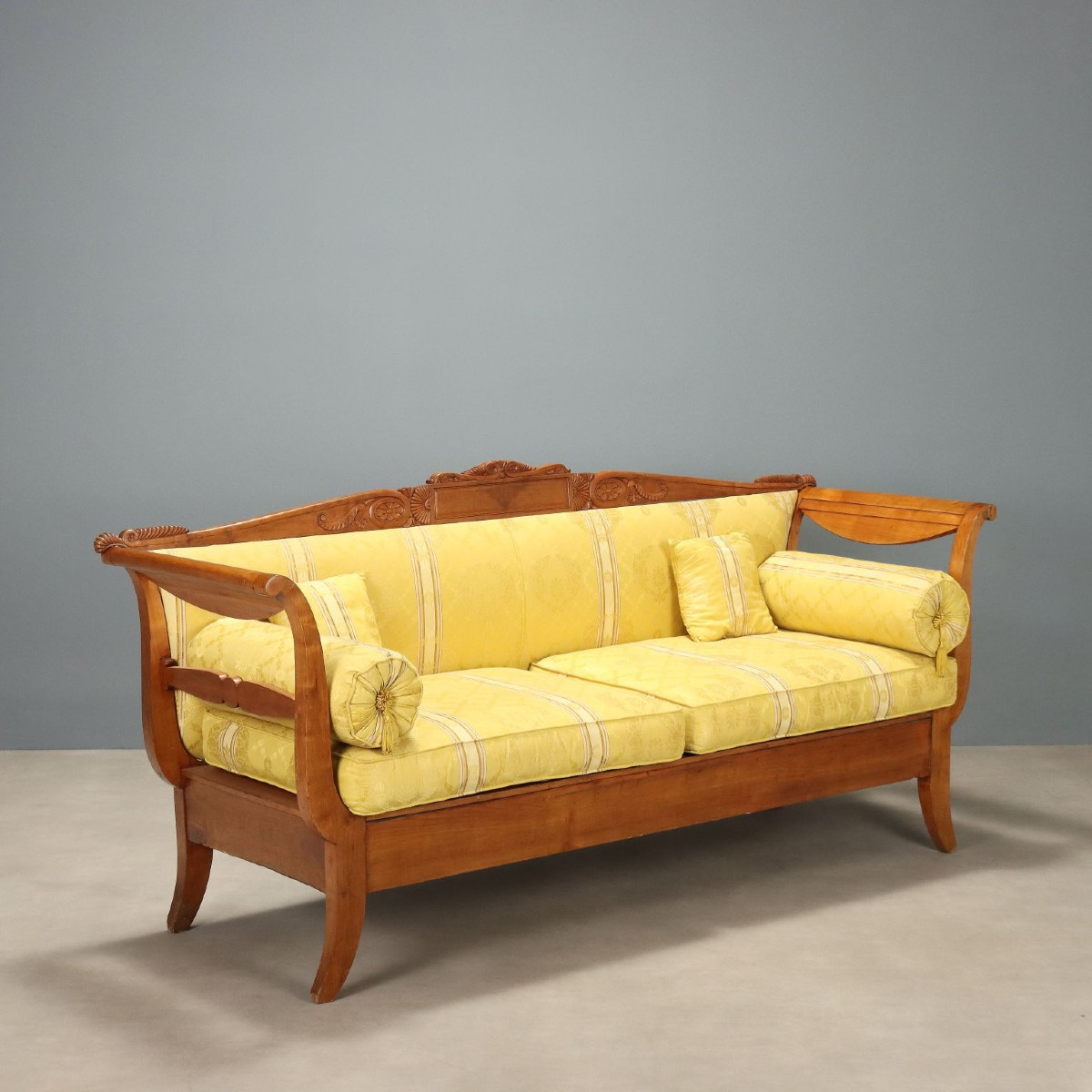Luigi Filippo Sofa In Italian Cherry Wood, Mid-19th Century