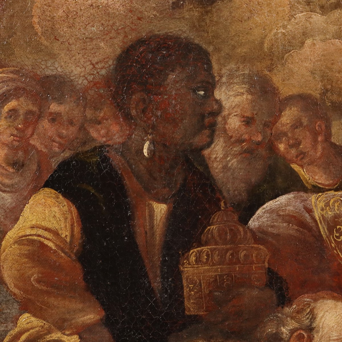Tableau Ancien Adoration des Mages Huile sur Toile XVIIe Siècle-photo-1