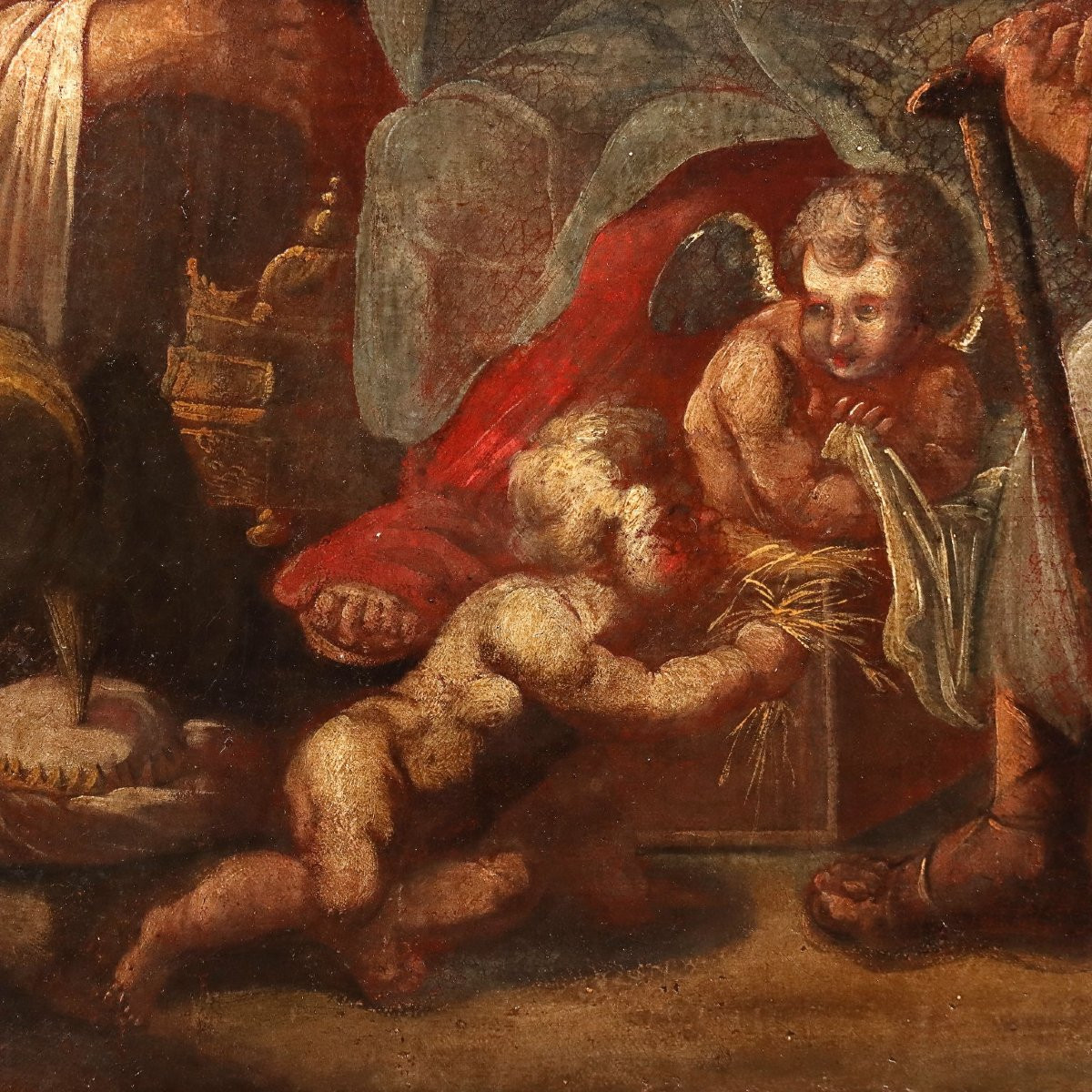 Tableau Ancien Adoration des Mages Huile sur Toile XVIIe Siècle-photo-4