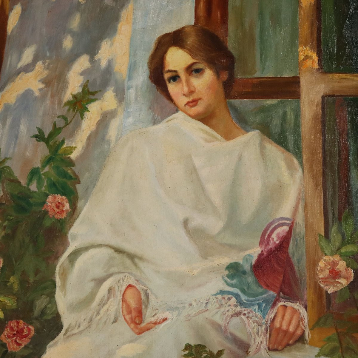 Tableau Ancien Copie Par Giovanni Giani 'Le Matin des Roses' XXe Siècle-photo-4