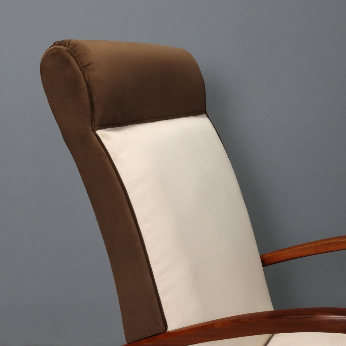 Vintage Armchairs Painted Beech Two-tone Fabric Design 1950s-photo-4