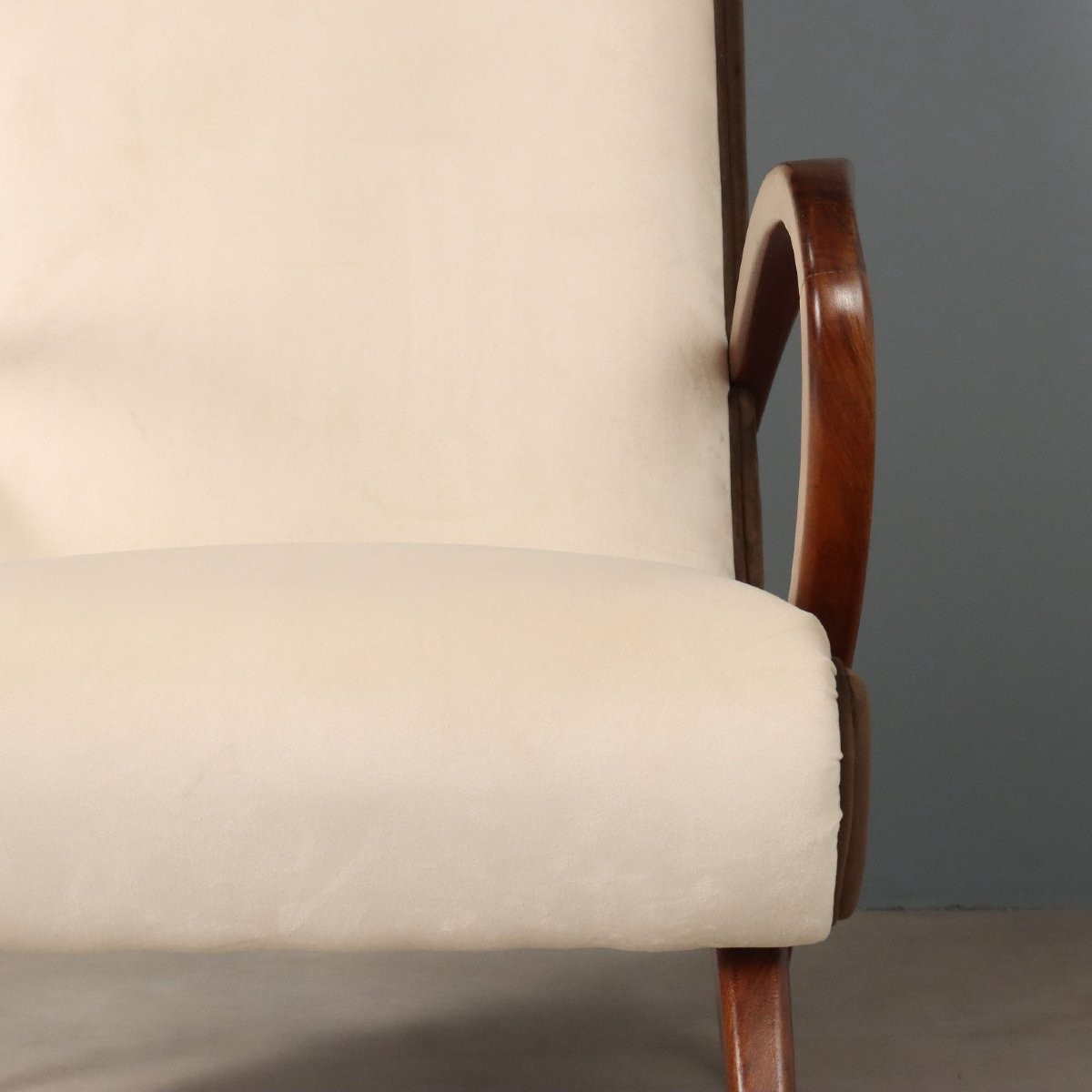 Vintage Armchairs Painted Beech Two-tone Fabric Design 1950s-photo-2