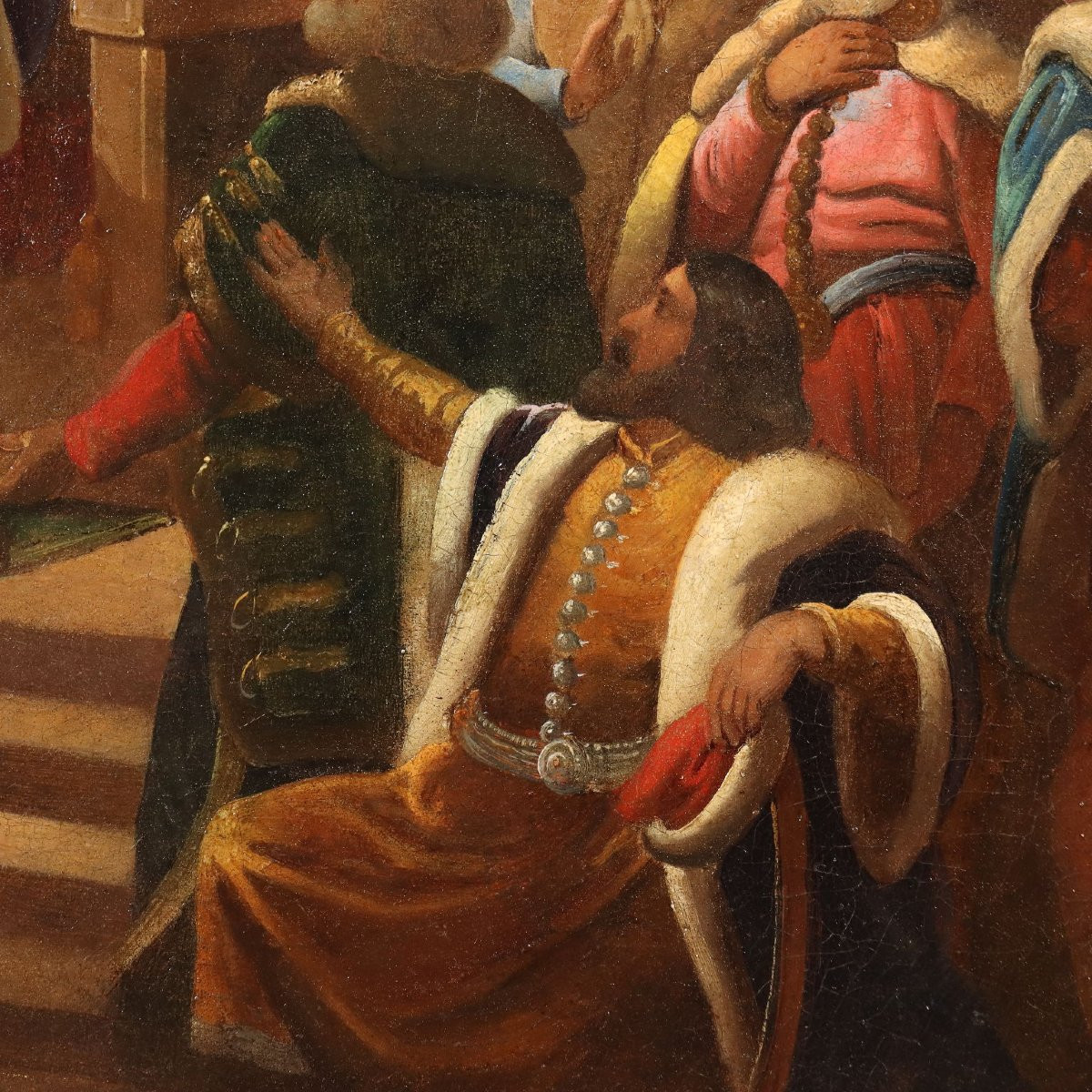 Tableau Ancien Sujét Historique Huile sur Toile Europe XIXe Siècle-photo-1