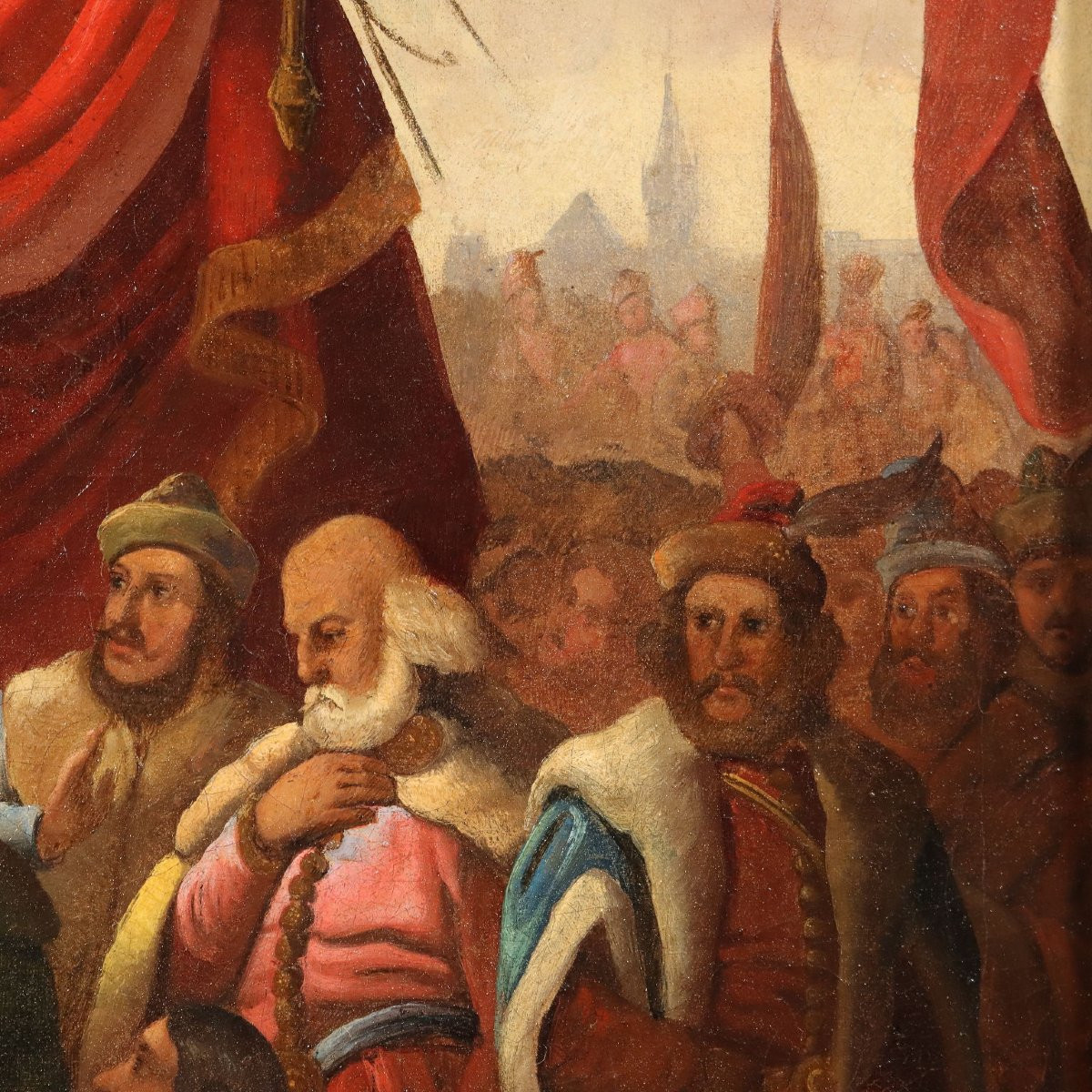 Tableau Ancien Sujét Historique Huile sur Toile Europe XIXe Siècle-photo-2