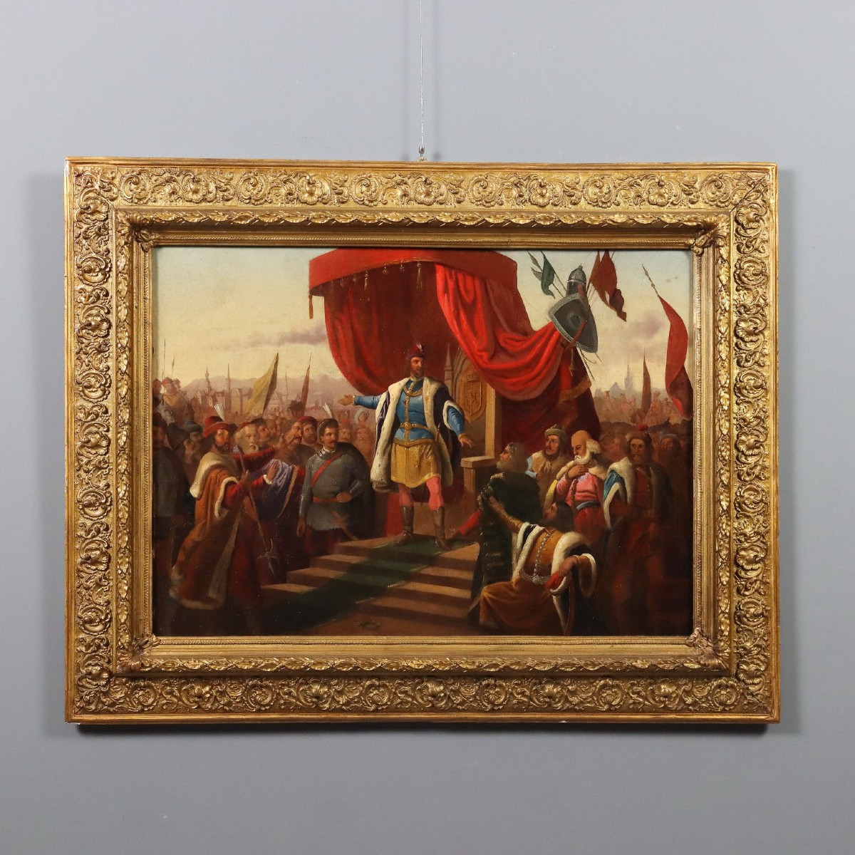 Tableau Ancien Sujét Historique Huile sur Toile Europe XIXe Siècle