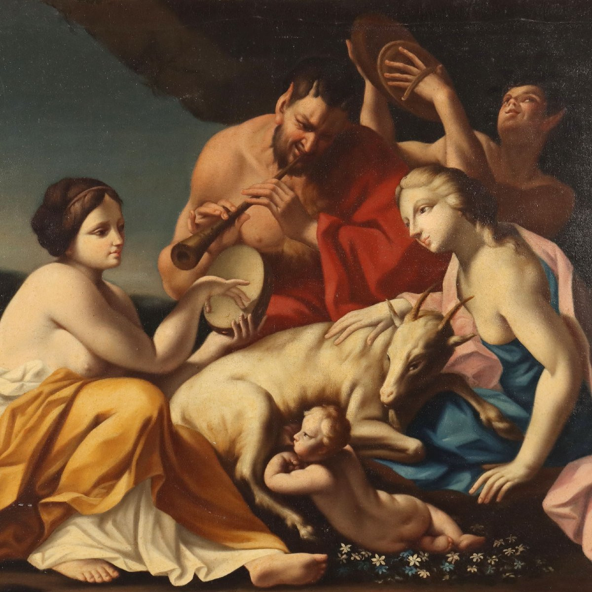 Anitique Painting The Childhood Of Jupiter Italy XVIII Century-photo-3