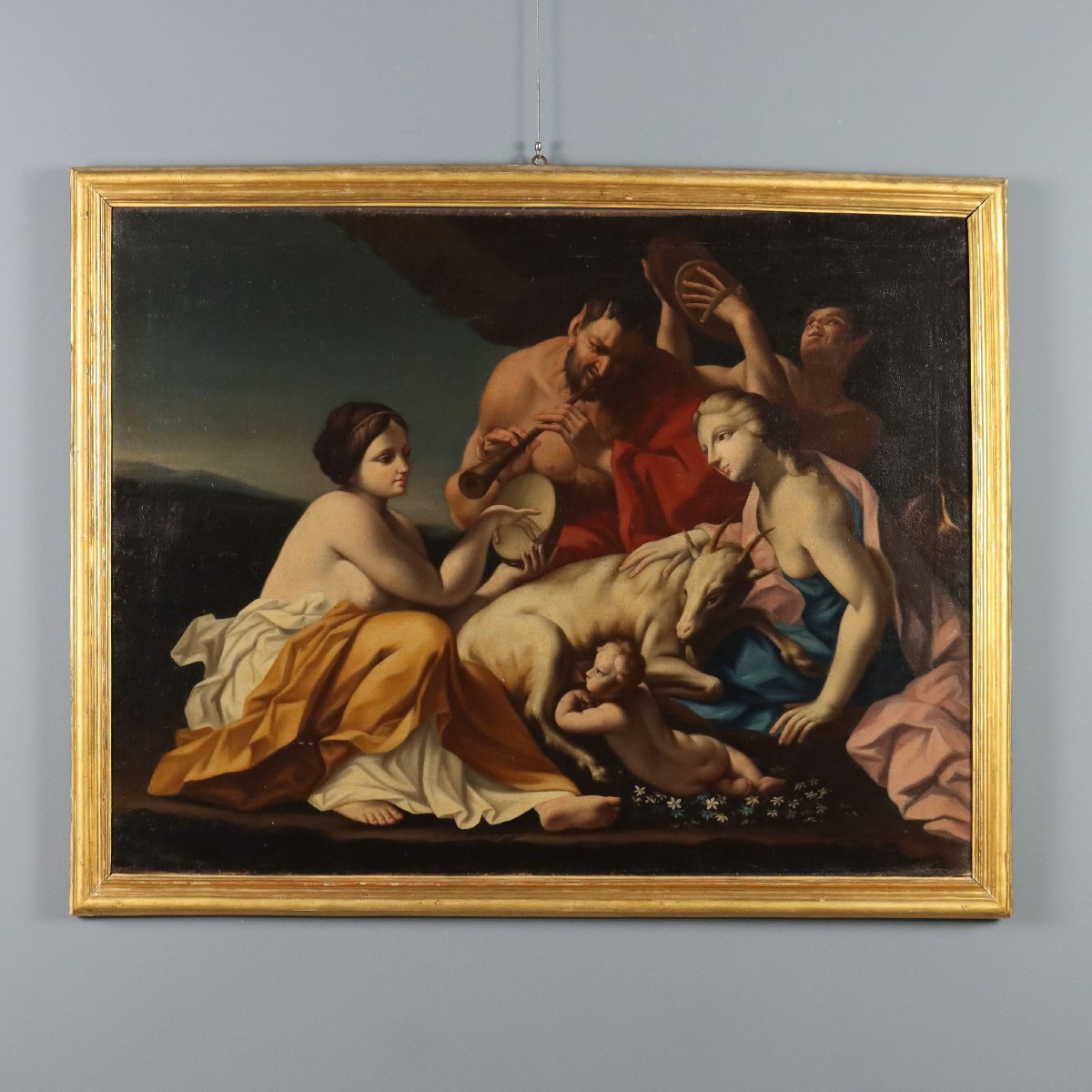 Anitique Painting The Childhood Of Jupiter Italy XVIII Century