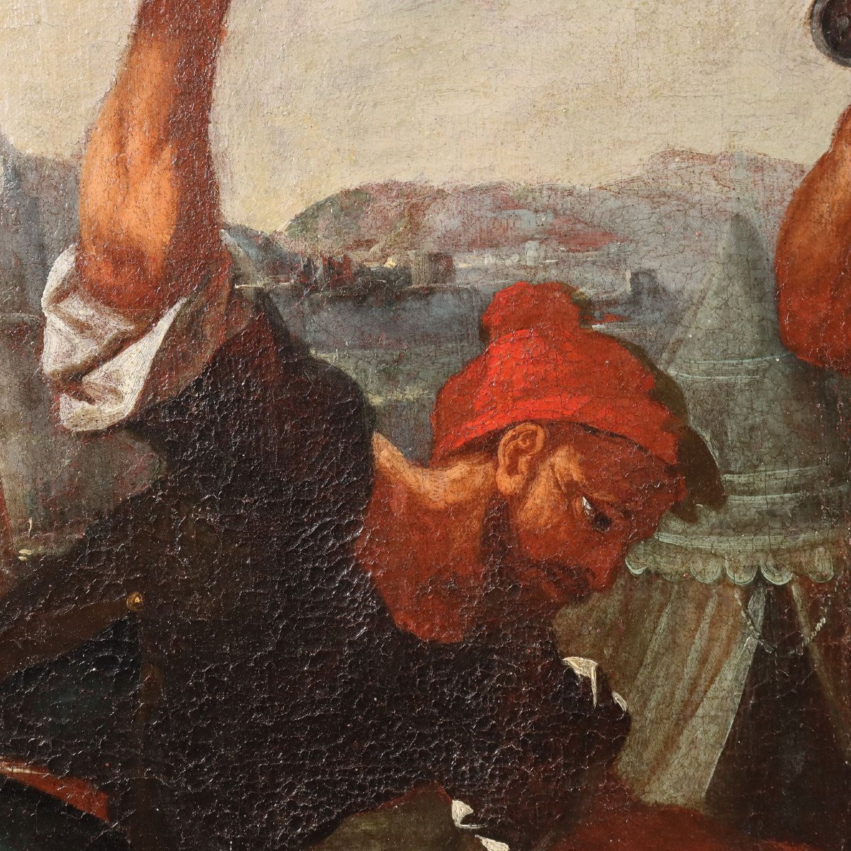 Tableau Ancien Scène de Demande de Grâce Huile sur Toile '600-photo-1