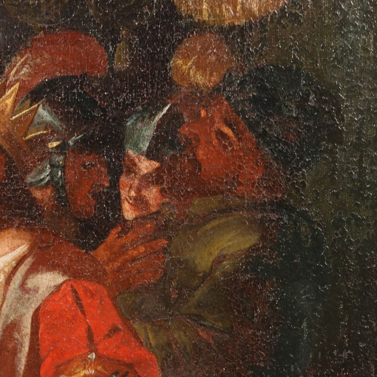 Tableau Ancien Scène de Demande de Grâce Huile sur Toile '600-photo-2