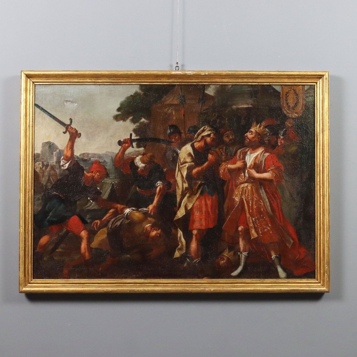 Tableau Ancien Scène de Demande de Grâce Huile sur Toile '600