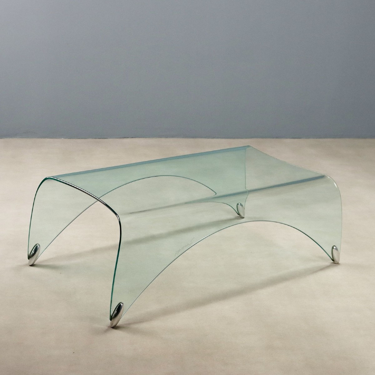 Table Basse 'Genio' Vintage Verre Design Massimo Iosa Ghini Années 1980