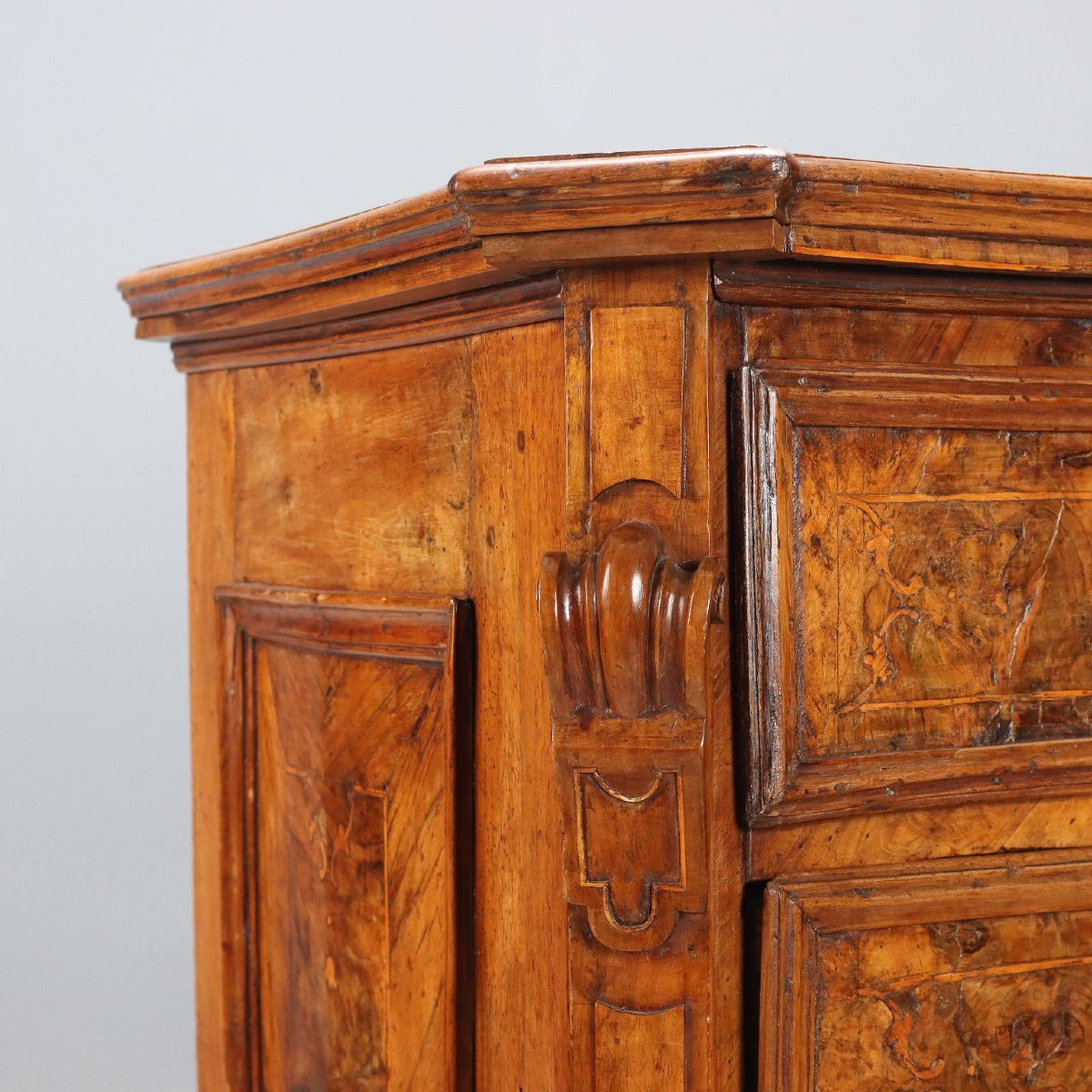 Commode Baroque Ancienne Noyer Bruyère 4 Tiroirs Lombardie  XVIIIe Siècle-photo-4