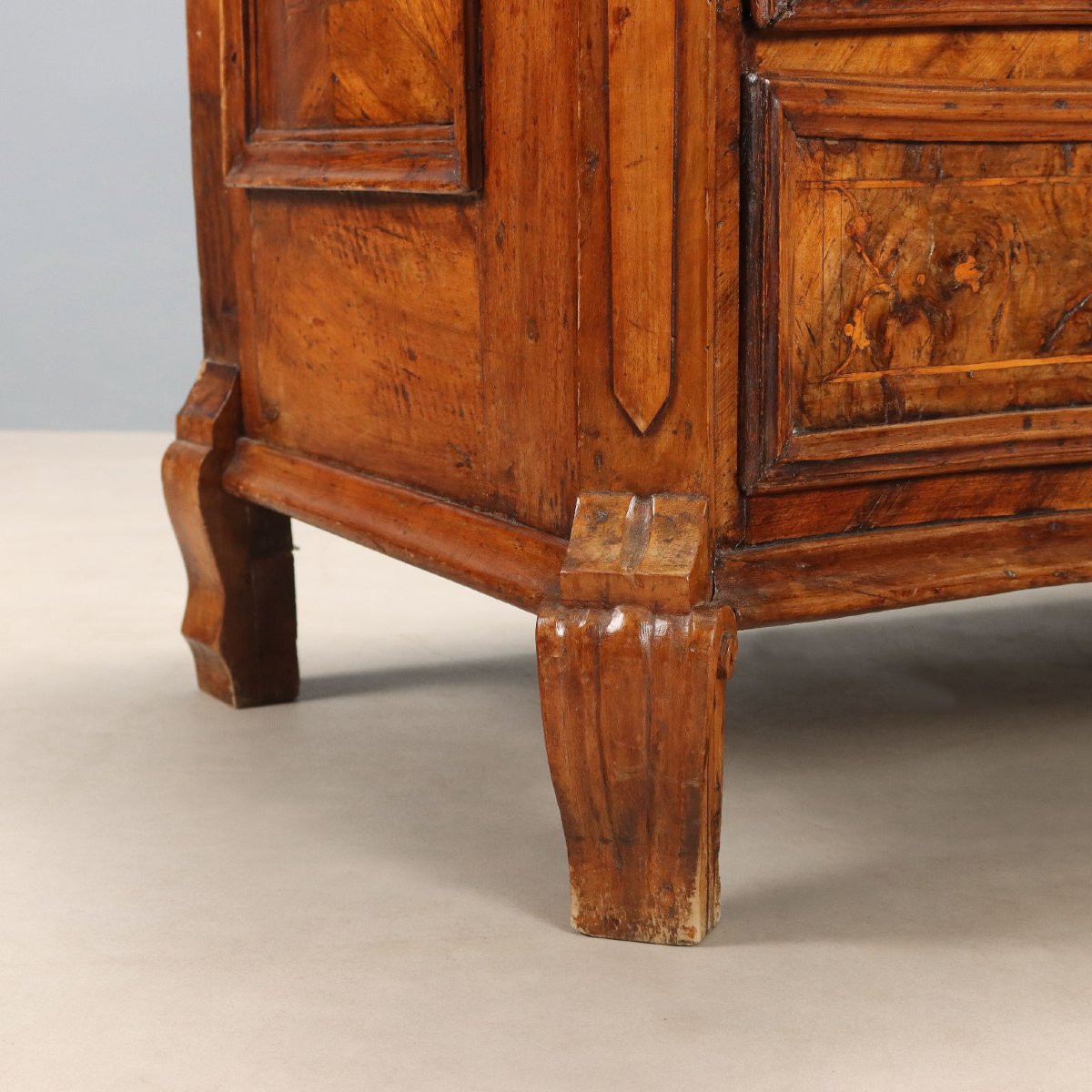 Commode Baroque Ancienne Noyer Bruyère 4 Tiroirs Lombardie  XVIIIe Siècle-photo-5
