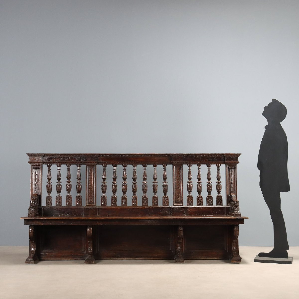Neo-baroque-style Bench In Italian Walnut, Late 19th Century-photo-2
