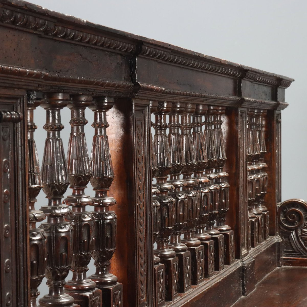 Neo-baroque-style Bench In Italian Walnut, Late 19th Century-photo-1