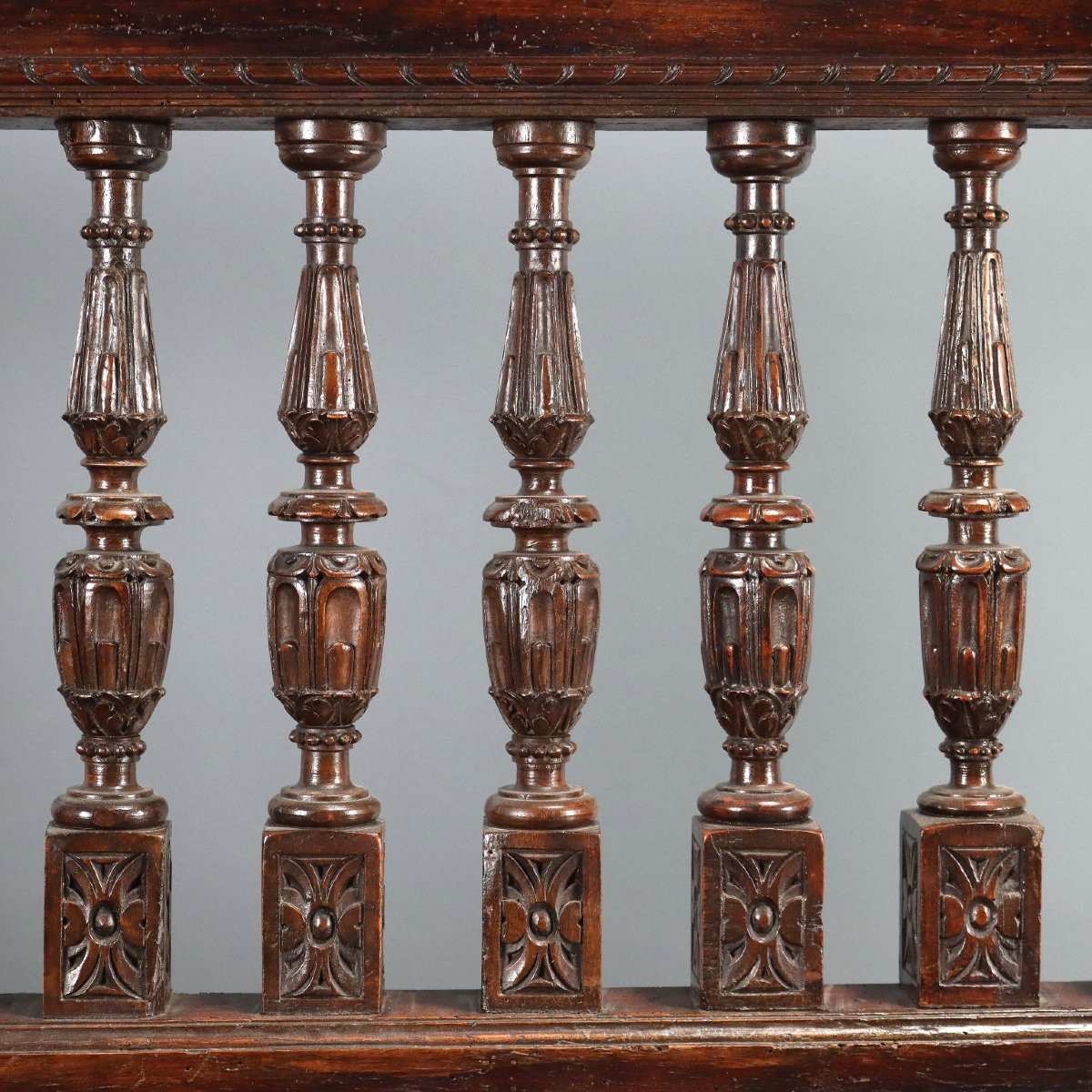 Neo-baroque-style Bench In Italian Walnut, Late 19th Century-photo-2