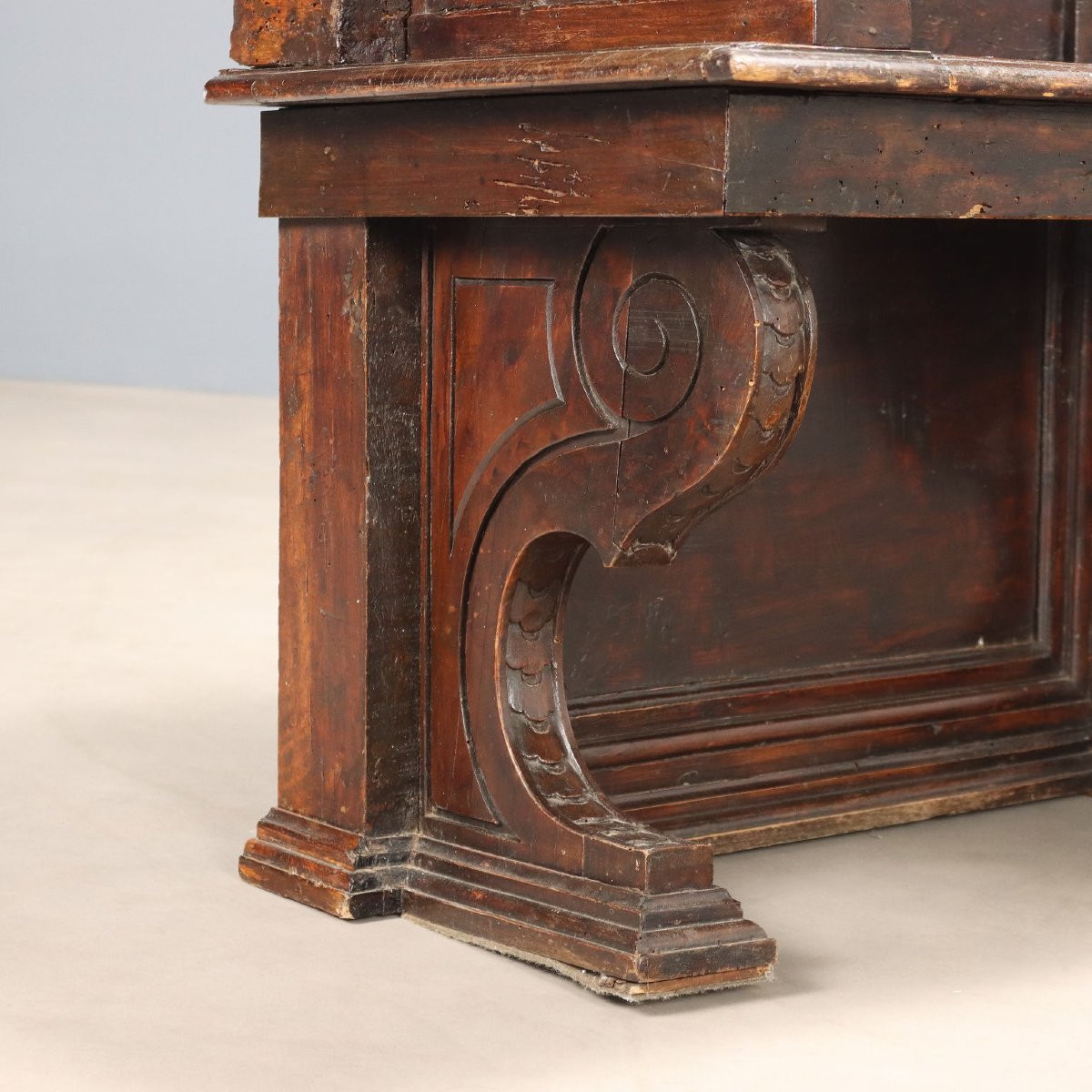 Neo-baroque-style Bench In Italian Walnut, Late 19th Century-photo-4