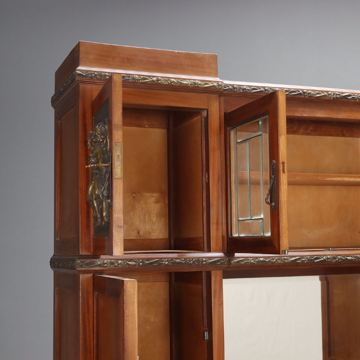 Buffet Art Nouveau Ancien Acajou Marbre Noir Italie XXe Siècle-photo-4