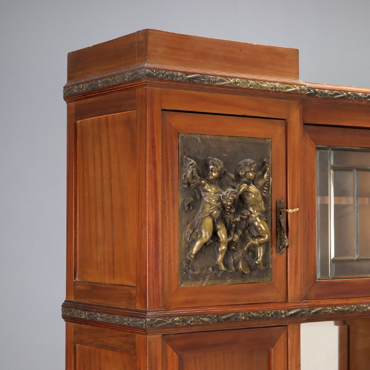 Buffet Art Nouveau Ancien Acajou Marbre Noir Italie XXe Siècle-photo-1