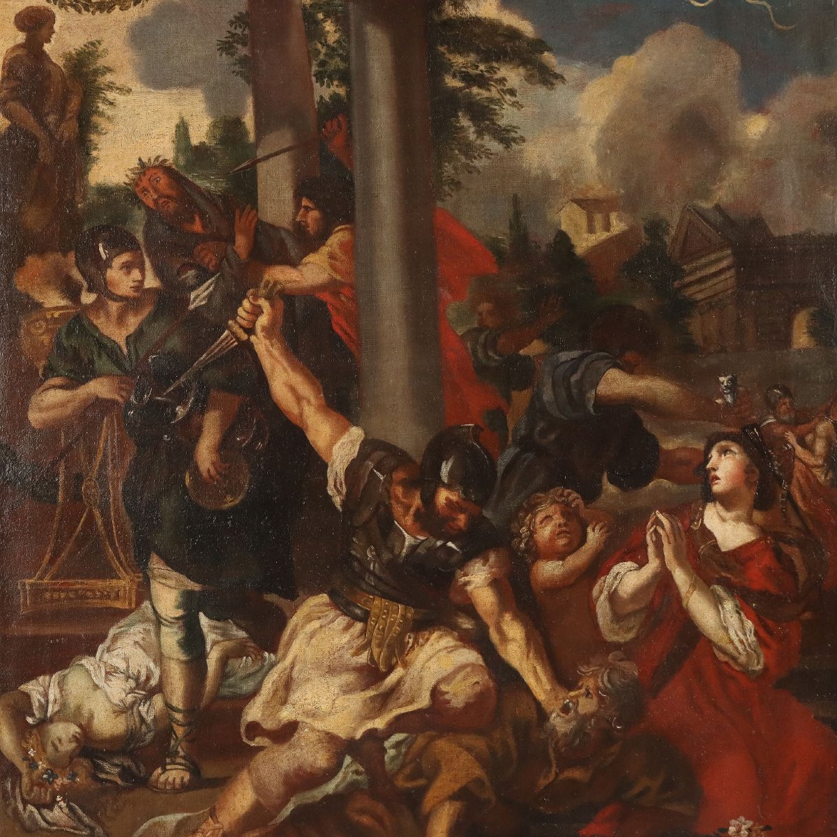 Antique Painting The Age Of Iron Disciple Of Pietro Da Cortona 17th Century-photo-3