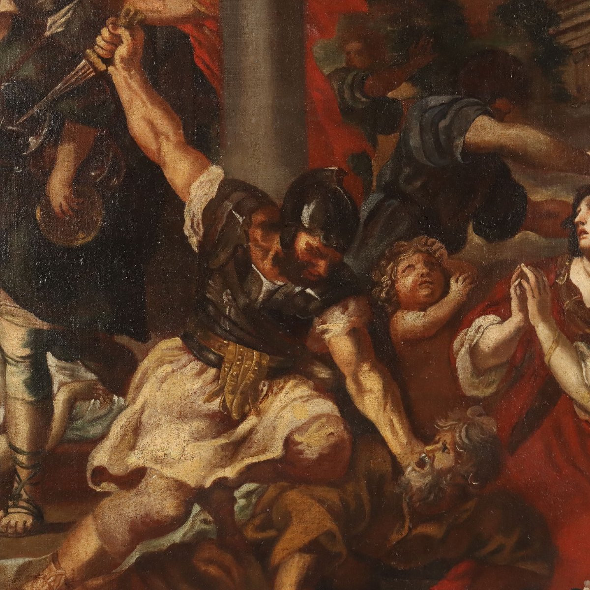 Antique Painting The Age Of Iron Disciple Of Pietro Da Cortona 17th Century-photo-1