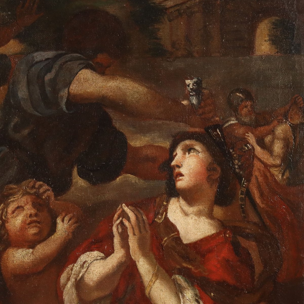 Antique Painting The Age Of Iron Disciple Of Pietro Da Cortona 17th Century-photo-3