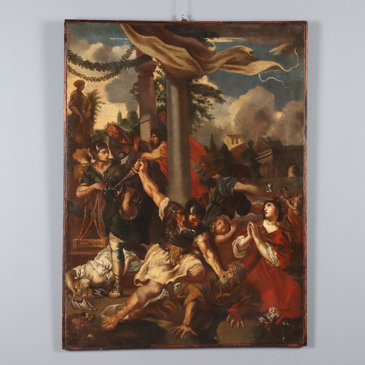 Antique Painting The Age Of Iron Disciple Of Pietro Da Cortona 17th Century