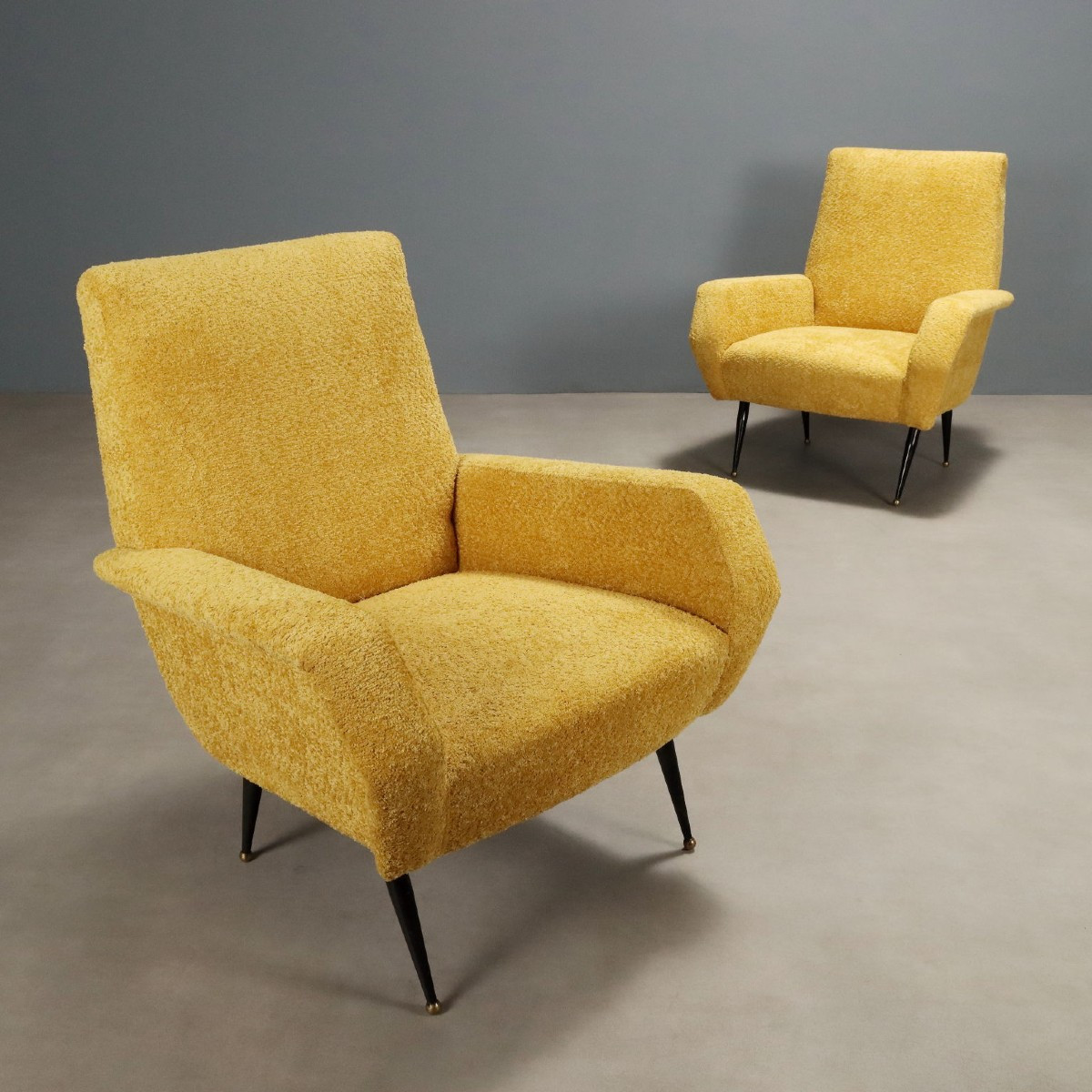 Fauteuils Vintage Tissu Métal Rembourrage Design Années 60