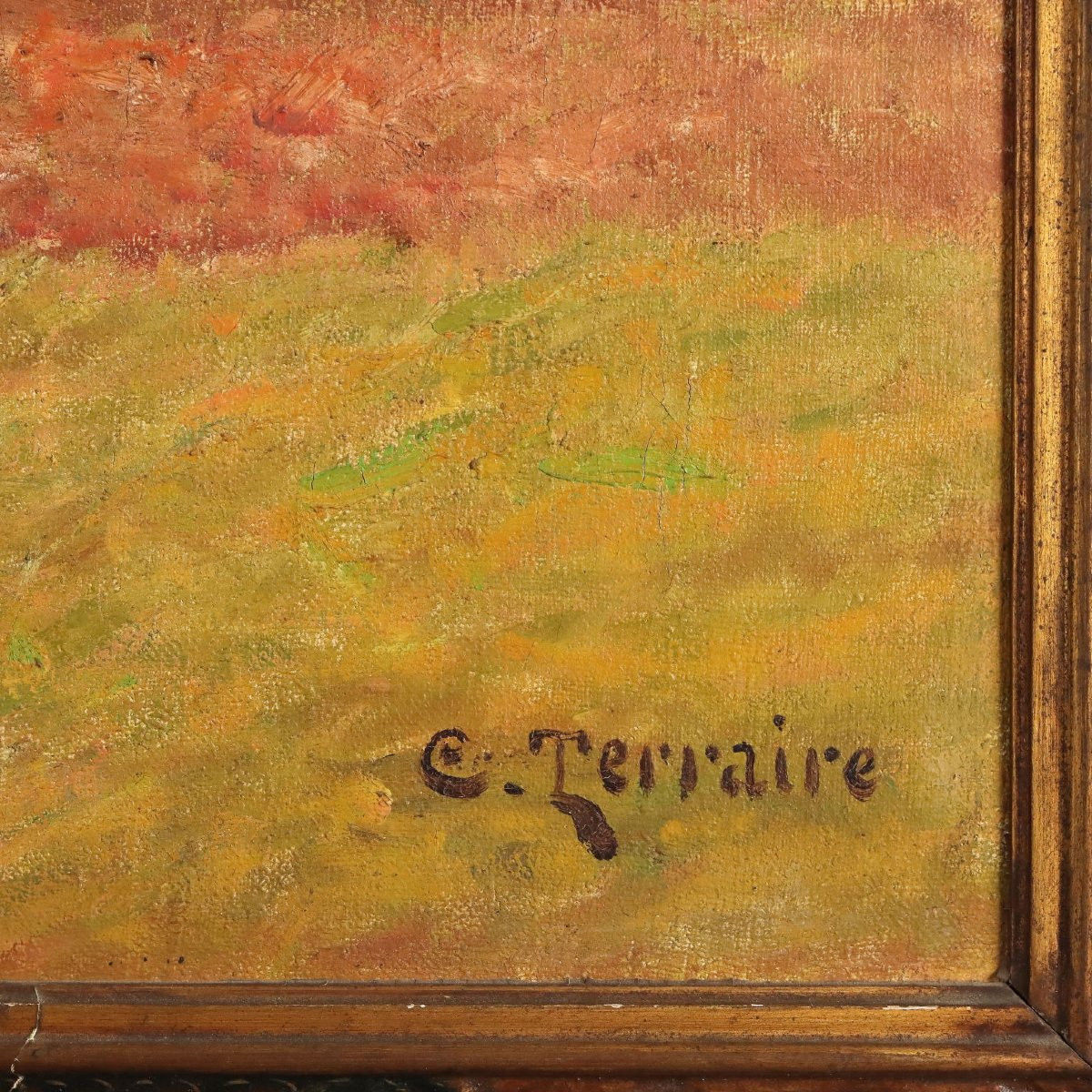 Painting Signed Clovis Terraire Ploughing In Bugey '900-photo-3