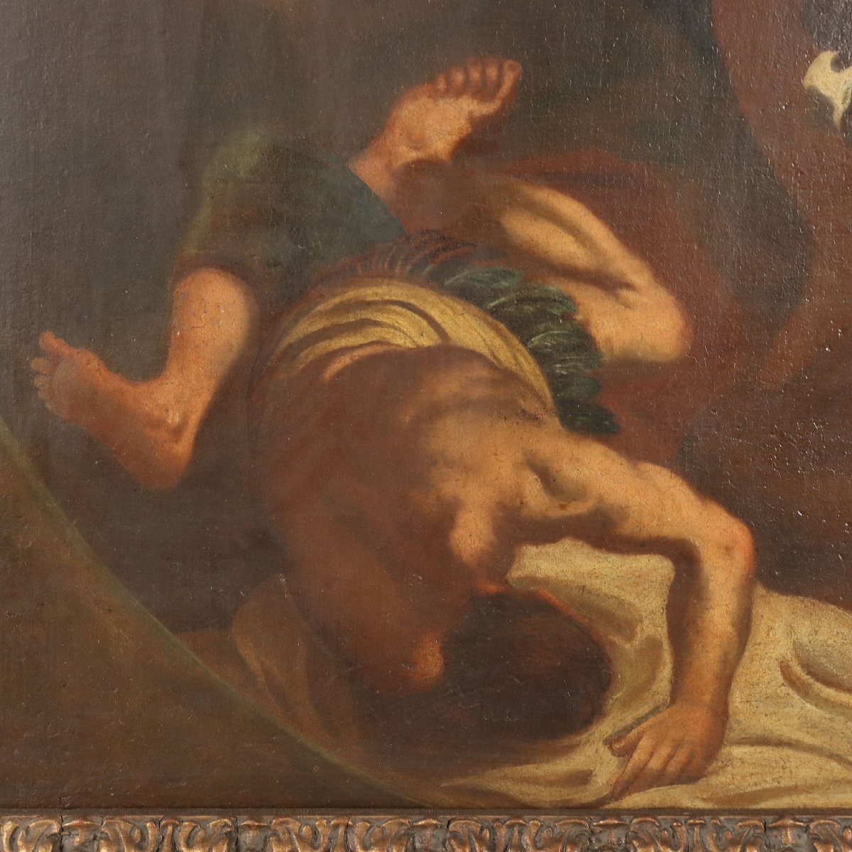 Antique Painting Allegory Of America Oil On Canvas XVIII Century-photo-2