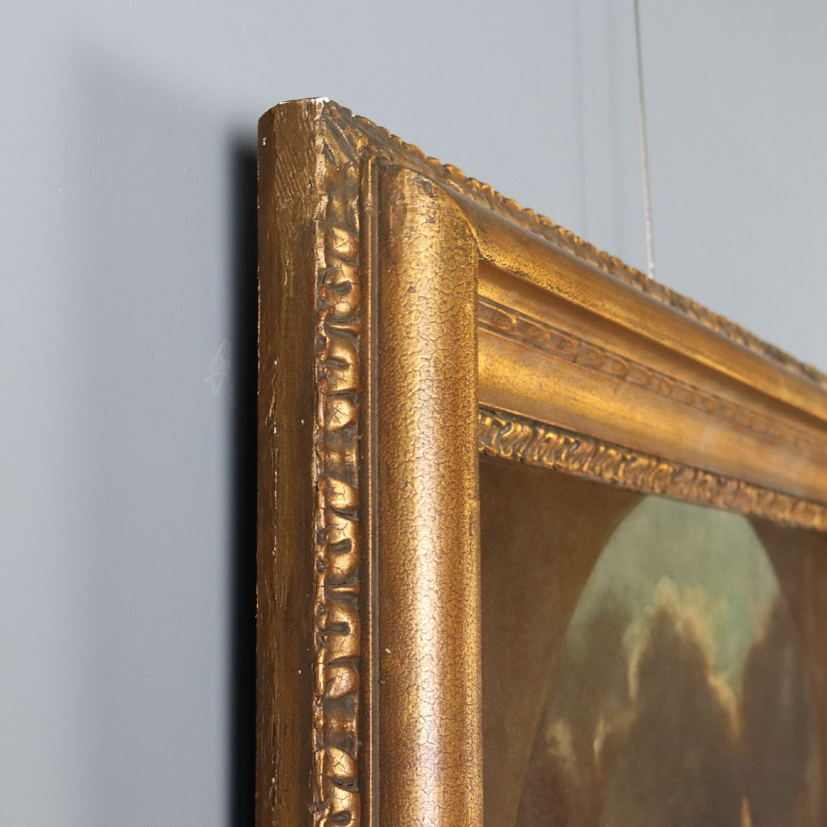 Antique Painting Allegory Of America Oil On Canvas XVIII Century-photo-5