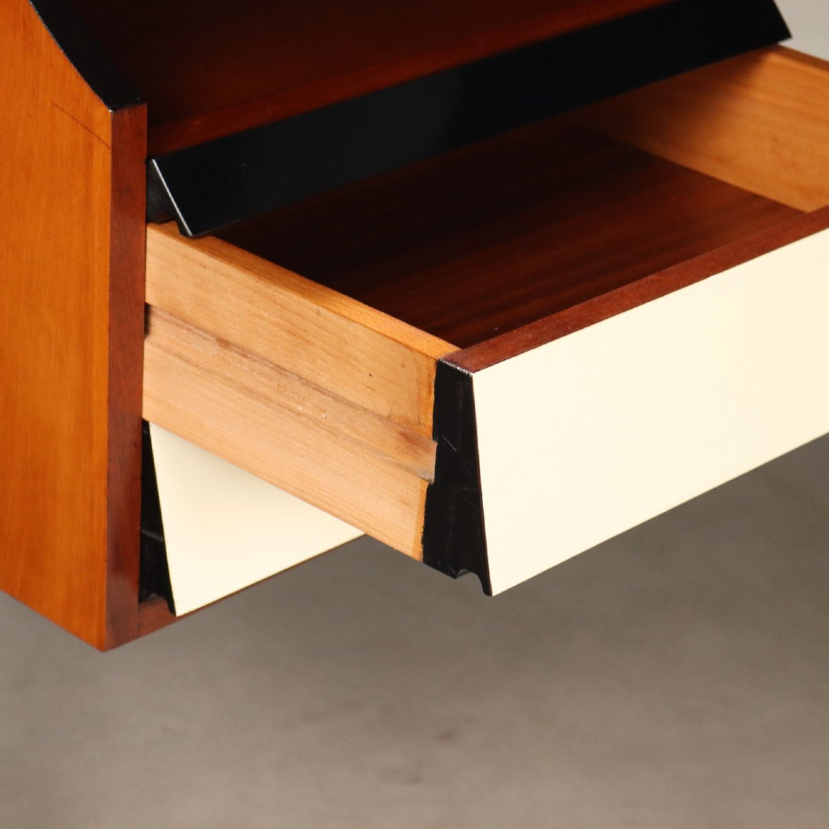 Bureau Vintage Hêtre Teinté Peuplier Design Italie Années 1950-photo-4