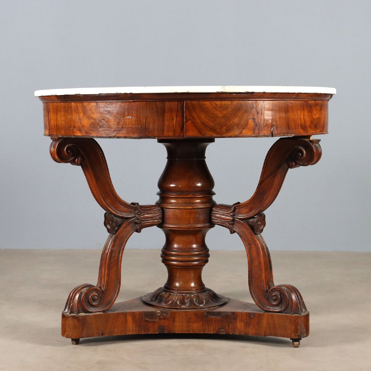 Louis Philippe Table In Lombardy Walnut, First Half Of The 19th Century-photo-8