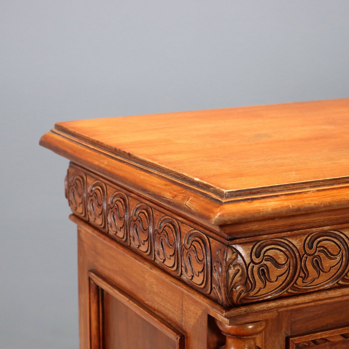 Buffet Ancien Style Néo-Baroque Noyer Verre Italie XIXe Siècle-photo-4