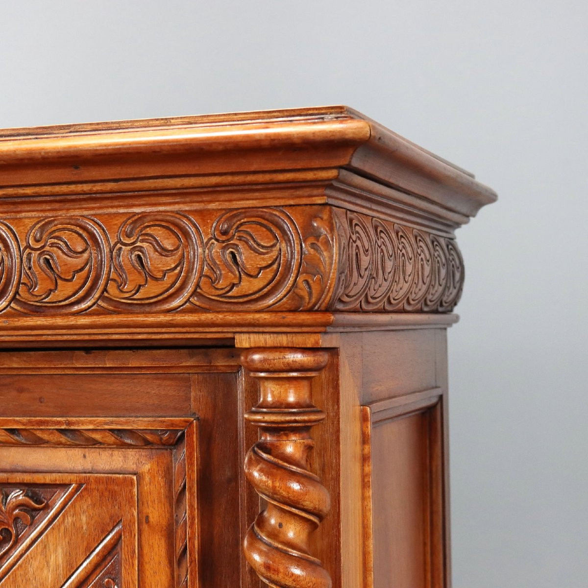 Buffet Ancien Style Néo-Baroque Noyer Verre Italie XIXe Siècle-photo-5