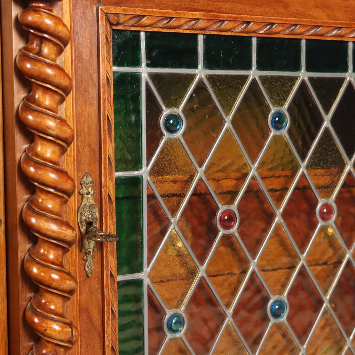 Buffet Ancien Style Néo-Baroque Noyer Verre Italie XIXe Siècle-photo-6