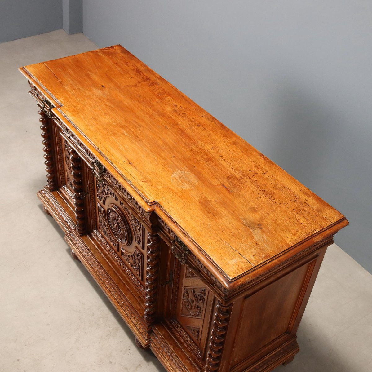 Neo-baroque Sideboard In Italian Walnut, Late 19th Century-photo-5