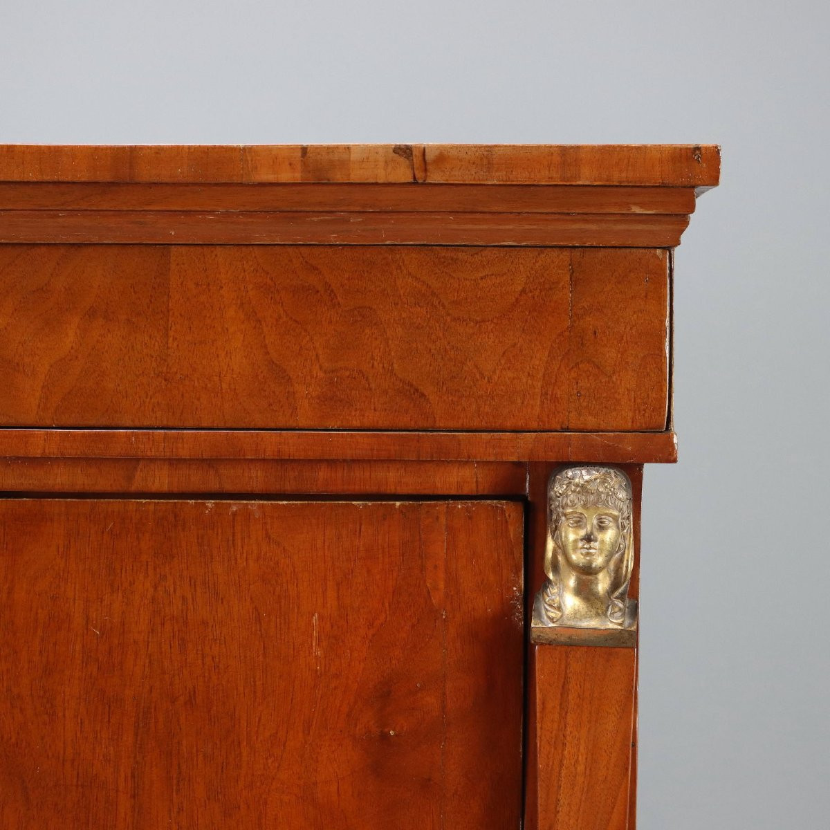 Empire-style Secretaire In Walnut And Lombardy Walnut Burl, Mid-19th Century-photo-2
