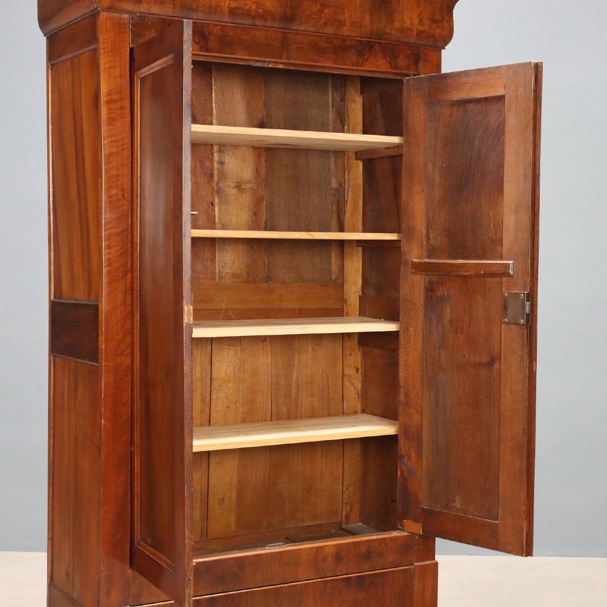 Small Charles X Wardrobe In French Walnut, 19th Century-photo-3