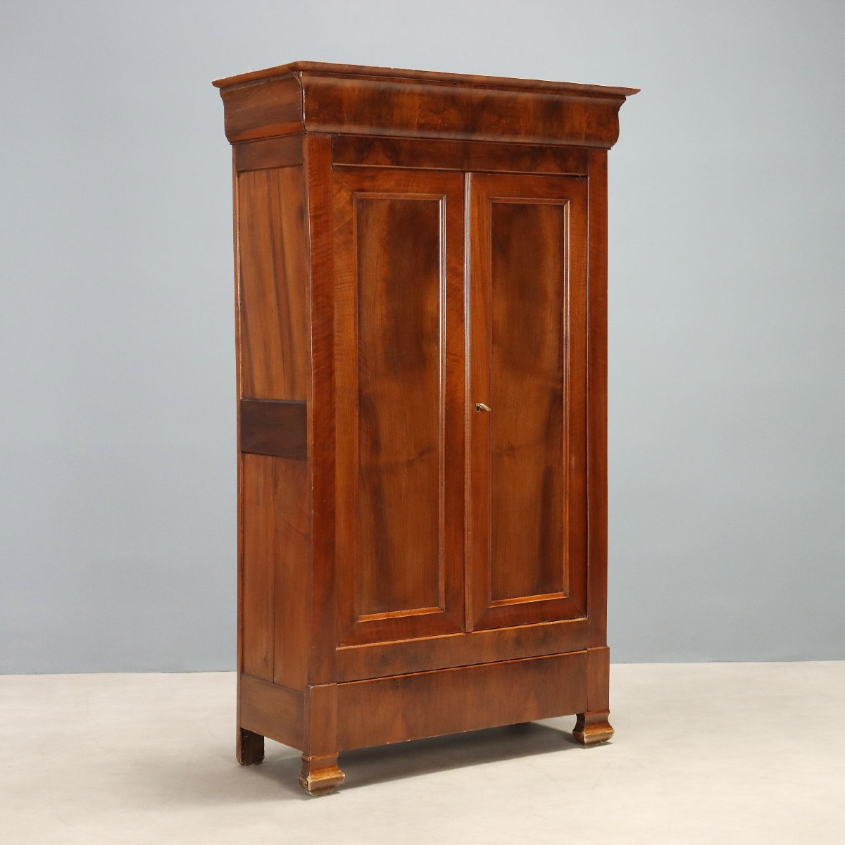 Small Charles X Wardrobe In French Walnut, 19th Century