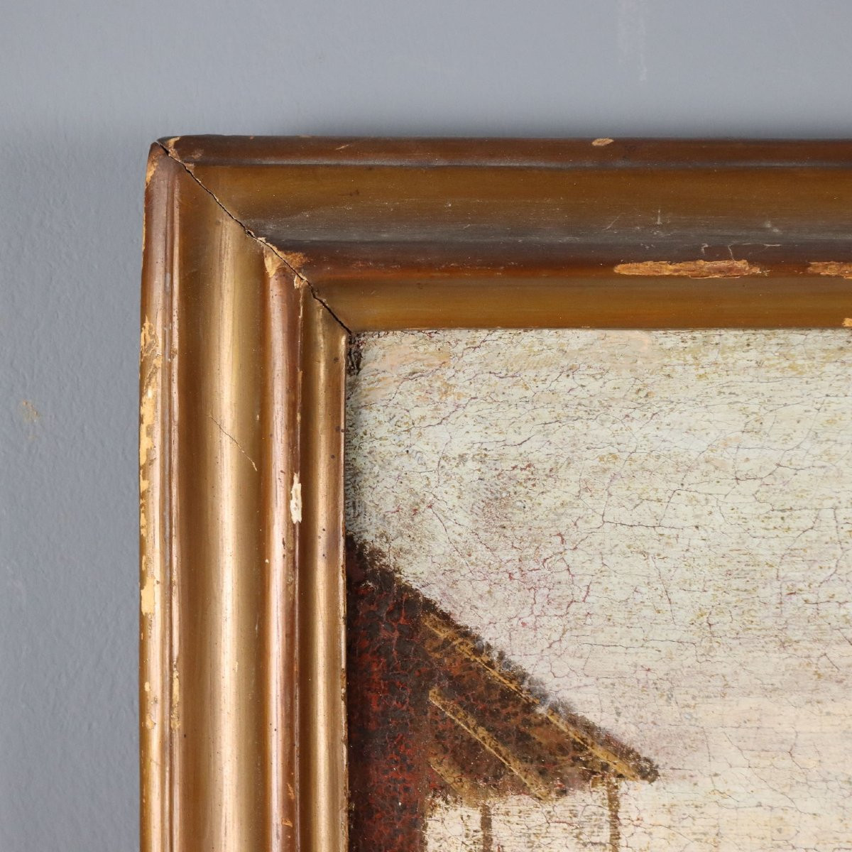 Tableau Ancien Scène Portuaire Huile sur Toile XVIIIe Siècle-photo-5