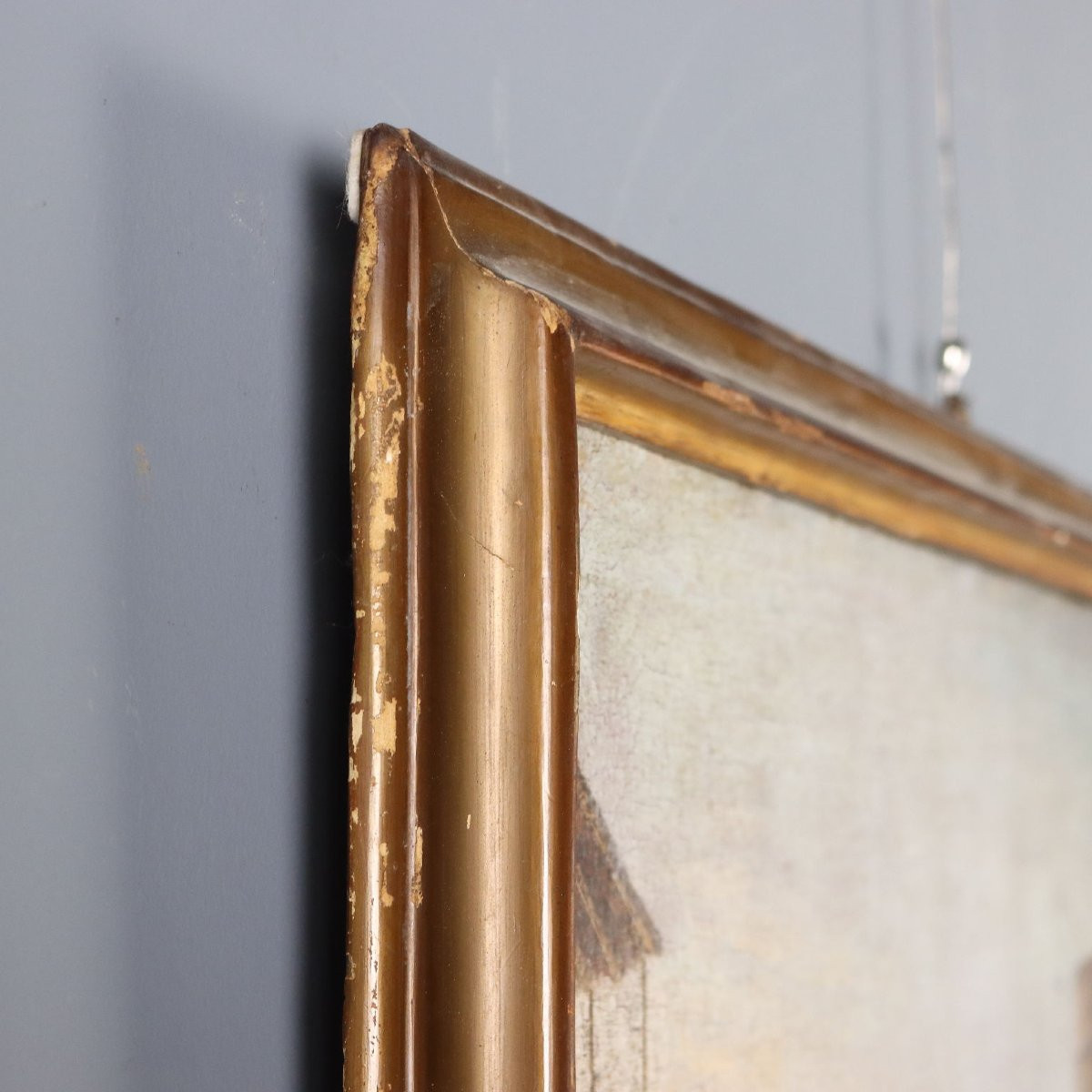 Tableau Ancien Scène Portuaire Huile sur Toile XVIIIe Siècle-photo-6